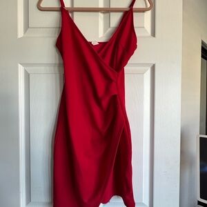 Elegant Red Wrap Dress